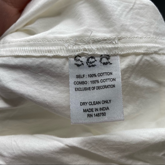 Sea New York Linen Patchwork Quilt Ruffle Shift Dress Size Large Cottagecore - Picture 7 of 11